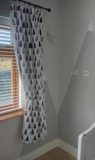 Scandi Bear Forest lined curtains