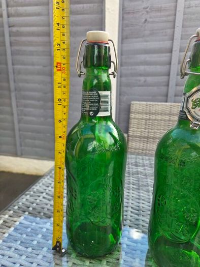 Pair of Large Grolsch Swing-Top Glass Bottles (350mm Height)