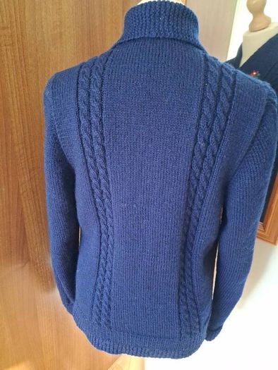 Hand Crafted & Hand Embroidered New Navy Wool Cardigan Size 12-14