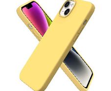 Liquid Silicone Case For Apple iPhone 14 Plus Luxury Thin Phone Cover Yellow