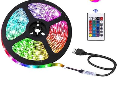Strip Lights USB Powered SMD 5050RGB Colour Changing Lighting Strip with 24 Keys Remote Control DIY TV Backlight Indoor Decoration