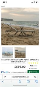 Alexander Rose ocean pearl adjustable stacking sleigh sunbed or lounger with Zara home topper