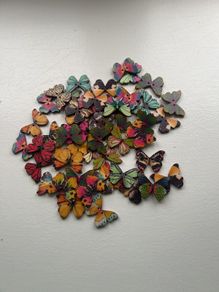 50 wooden Colorful butterfly shape buttons