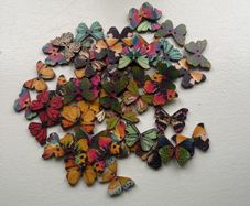 50 wooden Colorful butterfly shape buttons