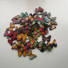50 wooden Colorful butterfly shape buttons