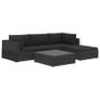5 Piece Garden Lounge Set with Cushions Poly Rattan Black Image 2