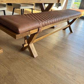 EZ LIVING ATHENS Oak Dining Bench and Brown Bench Pad