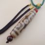 Vintage 9 Eyes Himalayan Tibetan Agate Dzi Bead Amulet Pendant Necklace Image 2
