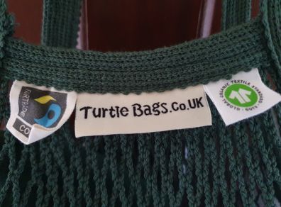 Green Turtle string shopping bag with neck pillow