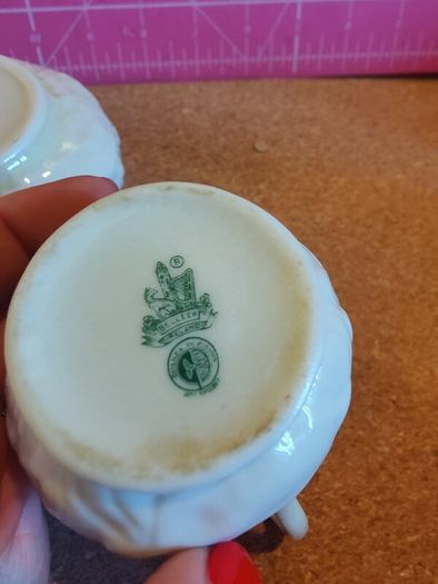 Beleek Irish Pottery Lily Cream and Sugar Set