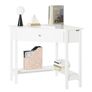 Compact White Corner Desk with Drawer and Shelf  76 x 76 cm, Space-Saving Home Office Table Image 4
