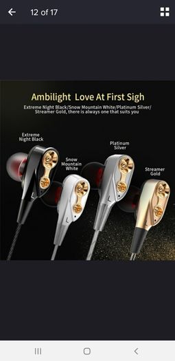 1 Pc Dual-Dynamic 3.5mm Noise Isolation sports earphones with microphone