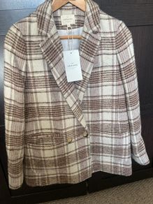 Sezane wool/cotton check Blazer
