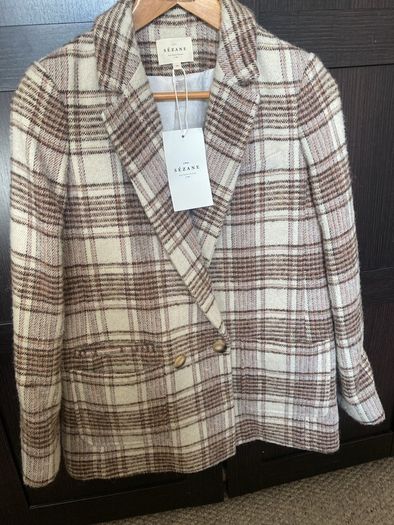 Sezane wool/cotton check Blazer