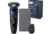 Philips Shaver Series 5000 - Wet &amp; Dry Electric Men's Shaver in Metallic Blue with Precision Trimmer and Soft Pouch Travel Case