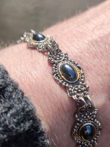 Stunning 19th Century Silver and Polished Agate bracelet