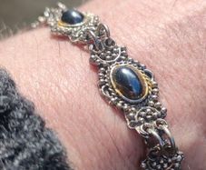 Stunning 19th Century Silver and Polished Agate bracelet