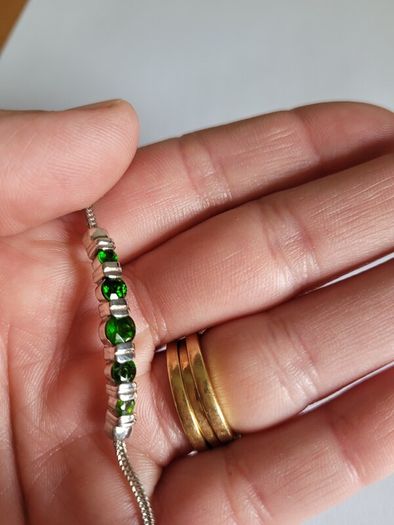 sterling silver bracelet genuine chrome diopside.