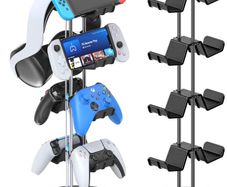 Controller Stand 4 Tiers with Headphone Holder for Desk, Universal Controller Holder Compatible with Xbox PS5 PS4 Nintendo Switch, Headset Hanger & Desk Mounts for 8 Packs Controller