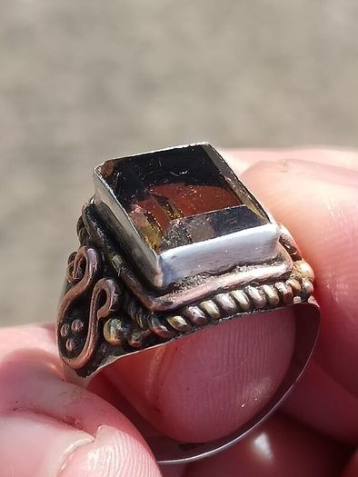 Large Green Citrine Sterling Silver Ring