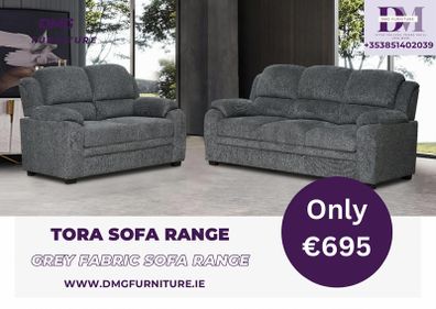 New 3+2 Grey Tora Fabric Sofa Range