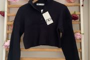 jumper Bnwt Zara navy cropped long sleeve jumper size small