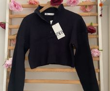 jumper Bnwt Zara navy cropped long sleeve jumper size small