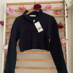 jumper Bnwt Zara navy cropped long sleeve jumper size small