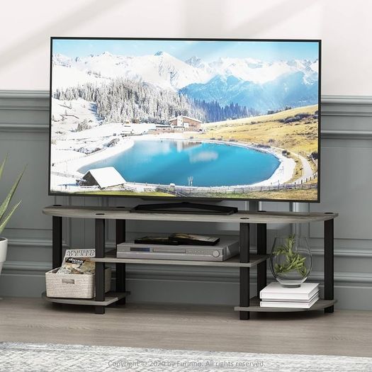 Turn-S-Tube Wide TV Entertainment Center, TV Unit, TV Stand, French Oak/Black, 120 (W) x 40 (H) x 34 (D) cm