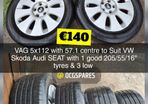 Sets & Singles of 5x112 Vag, VW Volkswagen Alloys Steels & Spacesavers 15