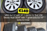 Sets &amp; Singles of 5x112 Vag, VW Volkswagen Alloys Steels &amp; Spacesavers 15" 16" 17" 18" 19" inch @ OCG
