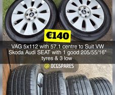Sets & Singles of 5x112 Vag, VW Volkswagen Alloys Steels & Spacesavers 15" 16" 17" 18" 19" inch @ OCG