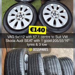 Sets & Singles of 5x112 Vag, VW Volkswagen Alloys Steels & Spacesavers 15" 16" 17" 18" 19" inch @ OCG