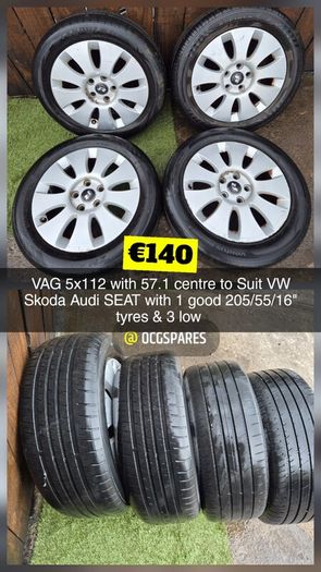 Sets & Singles of 5x112 Vag, VW Volkswagen Alloys Steels & Spacesavers 15" 16" 17" 18" 19" inch @ OCG