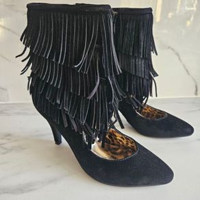 Rojo Vivo Spanish black shoes tassle boots UK 4 new