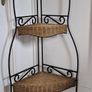 Wrought iron and wicker corner shelf unit Image 3