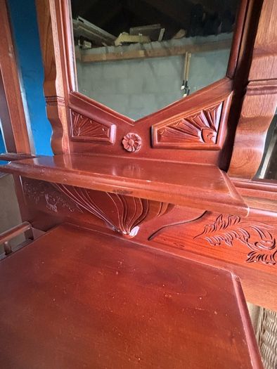 Vintage Mahogany Hall Stand with Mirror & Hooks