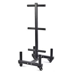 Weight plate storage tree with wheels