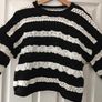 black and white striped crochet knit sweater for ladies, Large size , Casual wear Image 2