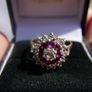 9K Gold Ruby and Gemstone Set Floral Motif Ladies Cluster Ring Set in 9 Carat Yellow Gold 375 Ring Size P - 3,76g Image 6