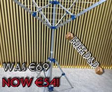 NEW SALE | Rotary Washing Line Foldable | 4 Arms 16M Large Drying Area | Free Standing Aluminium Camping Clothes Airer