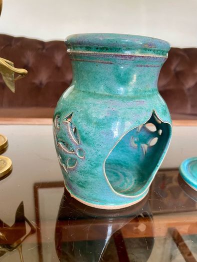 Vintage Michael Kennedy Sligo Handmade Oil Burner Turquoise Burren Blue