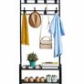 Coat Rack Shoe Bench with 16 Hooks, Metal Coat Hat Rack Free Standing Clothes Stand with 3-Tier Shoe Rack Bench, Hat Umbrella Stand Hallway Organiser, 3-in-1 Hall Tree with Metal Frame Image 6