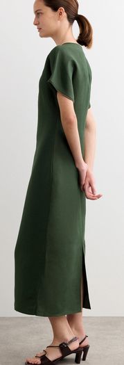 JAEGER Silk and Linen MIDI Dress Size 10