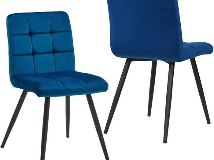 Set Of 2 x Cubana Velvet Upholstered Kitchen Dining Chair with Strong Black Metal Legs Living Room Bedroom Chair (FREE POSTAGE)