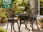 French Country Style Bistro Set Antique Black  Bronze White  Finish