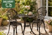 French Country Style Bistro Set Antique Black  Bronze White  Finish