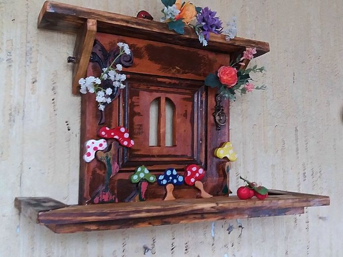 Rustic Fairy Door Floating Shelf