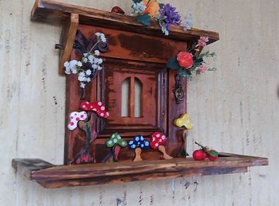 Rustic Fairy Door Floating Shelf