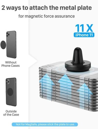 Car Phone Holder, Magnetic Phone Car Mount Air Vent, Upgraded Strongest Magnets & Super Stable Cradle for Vent, Compatible with iPhone, Samsung, Comes with Metal Plates